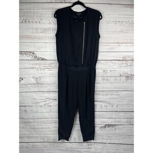 J Crew Jumpsuit Women's Size 6 Black Sleeveless Zip Waist Pocket Romper Pantsuit